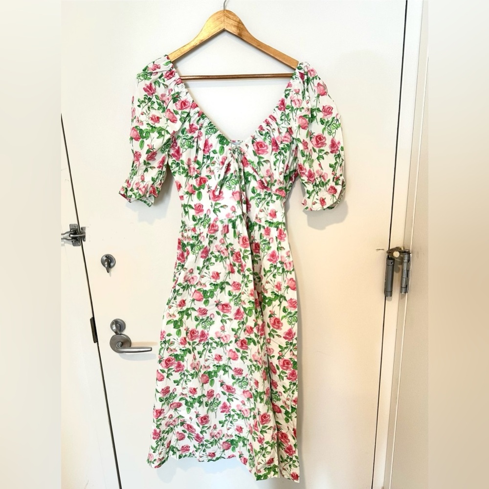 Hill House - The Ophelia Dress - Pink Roses Poplin - XL. Like new - worn once
